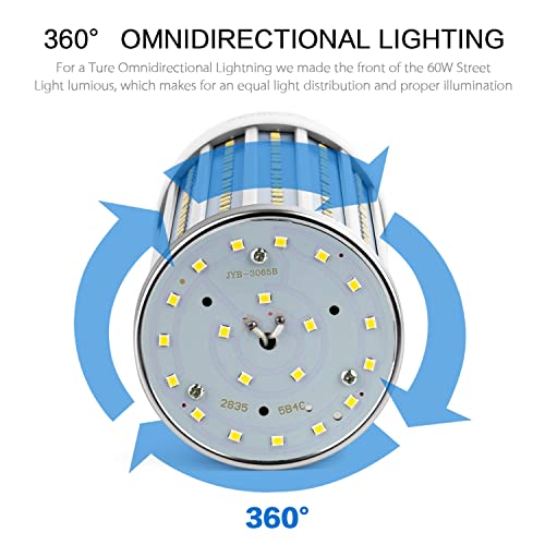 Led Corn Light Bulb 500W Equivalent 60W 6000Lumen 6500K E39 Mogul Base Led Corn Bulb Large Area Cool Daylight White Corn Lamp For Indoor Outdoor Garage Warehouse Factory Workshop Backyard Barn #TOP4