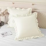 KKJIAF Ruffle Pillow Cases 18x18 Inches, Beige...