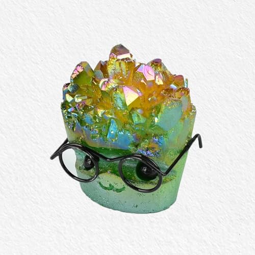 Electroplated Crystal Hedgehog Figurine – Natural Gemstone Healing Stone for Stress Relief, Energy Balance, Meditation, Home Spa Relaxation and Wellness Gift, 40g (All Green)