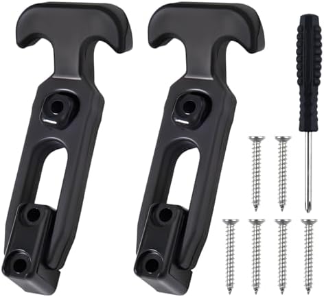2 Pcs Rubber Flexible T Handle Hasp Draw Latch for Tool Box, Cooler, Golf Cart, Off-Road Vehicles, Boat, Farm Machinery or Engineering Machine Hood, Screws & Screwdriver Included, Black image 5
