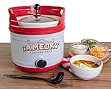 Nostalgia Game Day 4-Quart Kickin' Keg Slow Cooker with Lid and Ladle, Long-Lasting Ceramic Material and Keg-Like Appearance, Cooks Chicken Wings, Meatballs, Chilli, Cheese, Soup, Stews, and More