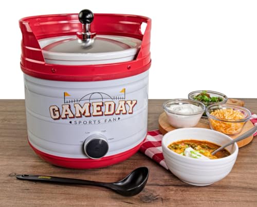 Nostalgia Game Day 4-Quart Kickin' Keg Slow Cooker with Lid and Ladle, Long-Lasting Ceramic Material and Keg-Like Appearance, Cooks Chicken Wings, Meatballs, Chilli, Cheese, Soup, Stews, and More by Nostalgia - Used condition - CA$39.75