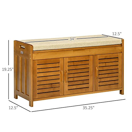 Homcom US837-271V00BN0131 Shoe Storage Bench, Bamboo Entryway Bench thumb #2