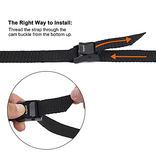 Ayaport Lashing Straps with Buckles Adjustable Cam Buckle Tie Down Cinch Strap for Packing Black 4 Pack (0.75'' x 24'')