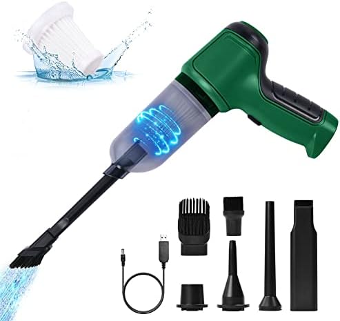 URAQT Bezprzewodowy odkurzacz ręczny, mini odkurzacz ręczny 3 w 1, mocny odkurzacz ręczny 9000Pa, szybkie ładowanie USB, do samochodu, domu, biura, dywanów, czyszczenia sierści zwierząt (zielony)