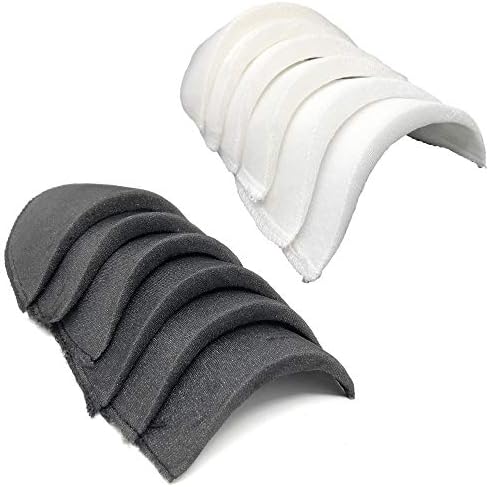 Rusoji 6 Pairs 1/2" Covered Set-in Shoulder Pads Sewing Foam Polyester Pads (3 White + 3 Black)