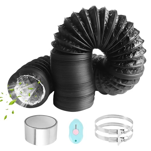 ComPDCVD Abluftschlauch 80mm Länge 6 M PVC Flexibel Alurohr Schlauch Aluminium Aluflexschlauch mit 2 Schlauchschelle Edelstahl für Trockner Mobile...