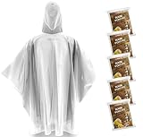 Disposable Rain Ponchos Waterproof Hooded Poncho Lightweight Packable Durable Rain Gear for Hiking Camping Travel Festivals & Amusement Parks, Unisex (5 Pack)