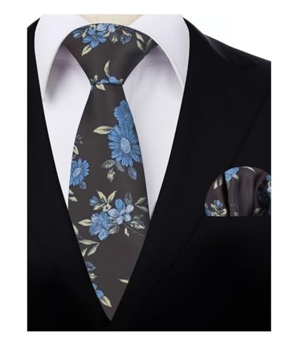 Image of Alizeal Mens 3.15'' Colorful Flower Pattern and handkerchief Necktie Set
