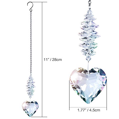 Shario 45Mm Clear Glass Heart Crystal Ball Prism Pendant, Suncatcher For Windows, Indoor Outdoor Garden Hanging Décor, Gifts For Women, Mom And Children (Clear)… #TOP1