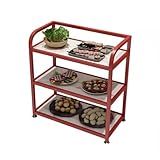 Hairdresser Trolley, 3 Tiers Kitchen Utility Cart,Beauty Salon Trolley,Heavy Duty Industrial Serving Cart,for Kitchen,Beauty,Restaurant,Bar(Red-c)