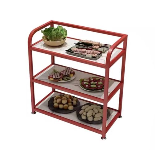 Hairdresser Trolley, 3 Tiers Kitchen Utility Cart,Beauty Salon Trolley,Heavy Duty Industrial Serving Cart,for Kitchen,Beauty,Restaurant,Bar(Red-c)