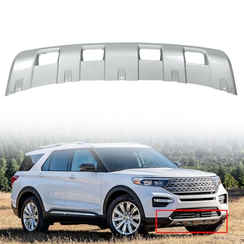 Image of munirater Front Bumper Lower Valance Panel Skid Plate Silver Plastic Replacement for 2020-2022 Explorer