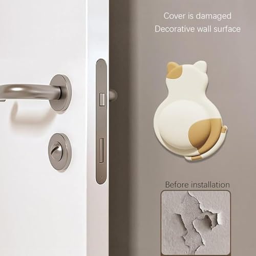 Image of KIMEE Cat Shape Silicone Wall Protector Door Stopper | Soft Rubber Bumper for Door Handle, Fridge & Furniture | Noise & Scratch Protection (Pack of 2)