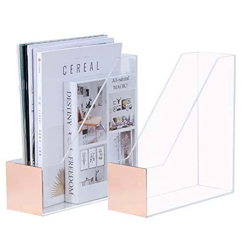 Zyners 2 Packs Clear Acrylic Magazine File Holder, Plastic File