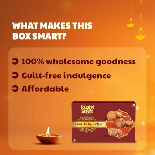 Image of Right Shift Festive Delights Box | 0% Maida, No Palm Oil, 0% Refined Sugar| Pack of 3 Jaggery Cookies | Diwali Gift for family, friends and employees | Corporate Gifting | Healthy Treats | Luxury Hamper,320 g