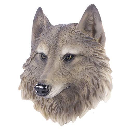 Vosarea Resin Wolf Head Wall Statue Realistic Animals Head Wall Hanging Sculpture Farmhouse Wall Decoration Ornament #TOP11