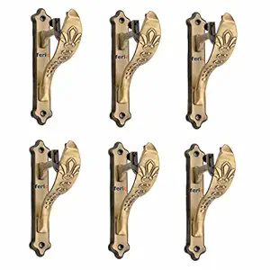 Ferio Zinc Antique Brass Finish Heavy Curtain Supports for Door and Window Curtain Brackets/Holder Set for 1 Inch Rod (Pack of 6 Pcs)