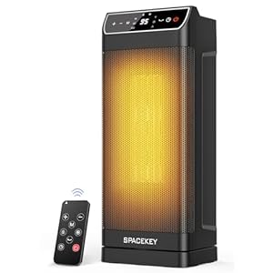 Calentador de espacio, calentadores eléctricos para uso en interiores con termostato, control remoto, temporizador de 1-12 horas, oscilación de 70° y protección contra sobrecalentamiento, calor de
