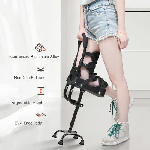 Muletas de rodilla sin dolor, andador antideslizante para rodilla solo por debajo de la rodilla, reemplazo de escúter y ayuda para la movilidad y la vida diaria, alternativa a las muletas