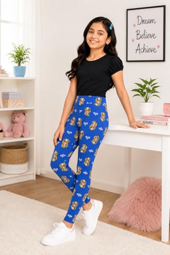 Image of BODYCARE Kids Girls Cotton Leggings | Soft Stretchable Pants, Playtime, Yoga & Casual Wear | Comfortable Elastic Waist Leggings for Toddler & Kids Girls