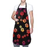 Granbey Gorgeous Dog Paws Apron Dog Lover Aprons with Pockets Waterproof Love Paw Print Bib...