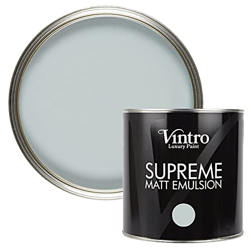 Vintro | Luxury Matt Emulsion | Smooth Chalky Finish | Multi Surface Paint | for Walls, Ceilings, Wood and Metal 2.5L (Blue/green - Harewood, 2.5 Litres)