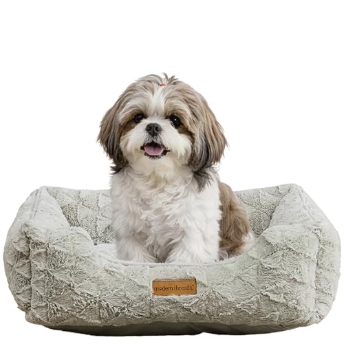 Image of Modern Threads Ultra Soft Plush Pet Bed for Small and Medium Dogs with Elegant Texture and Stylish Design, Removable Washable Cover, Grey, (24 inch L x 20 inch W x 8 inch Th)