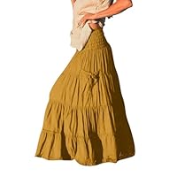 Genérico Ladies Skirts In Clearance Falda Plisada Midi Faldas Largas para Mujer Falda De Cintura Alta Larga con Bolsillos Pareos Mujer Elastica Midi Larga Boho
