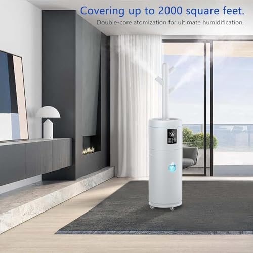 Hiswelle Large Humidifiers for Bedroom, 4.5 Gal Cool Mist Humidifier for Large Room Whole House with Remote Control 48H Runtime Auto Humidistat Wheels Timer Essential Oil Tray (snow white) by Hiswelle - Image 2
