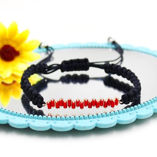 Image of Hand-woven String and Tennis Zircon Bracelet, Stylish Retro Adjustable Bracelet BFF Cubic Zirconia Crystal Women's Love Friendship Jewelry