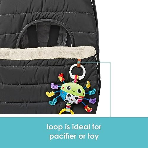 JJ Cole Winter Baby Car Seat Cover - Winter Car Seat Cover for Baby Seat or Stroller - Infant Car Seat Covers with Warm Sherpa Lining - Black — view 6