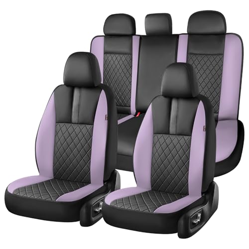 Image of Coverado Car Seat Covers Full Set, Automotive Leather Seat Covers for Car,Universal Fit Front Back Seat Cover, Non-Slip Waterproof Breathable Car Seat Protector