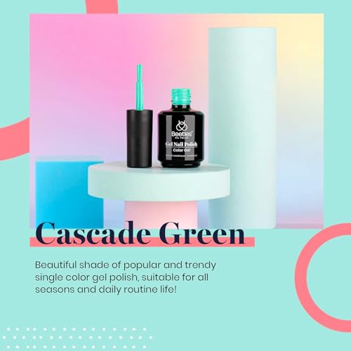 Image of Beetles Teal Gel Nail Polish - Cascade Green 15ML /0.51Fl Oz, Teal Neon Gel Polish, Soak Off UV LED Nails Art Design Manicure Salon DIY Home Neon Nails