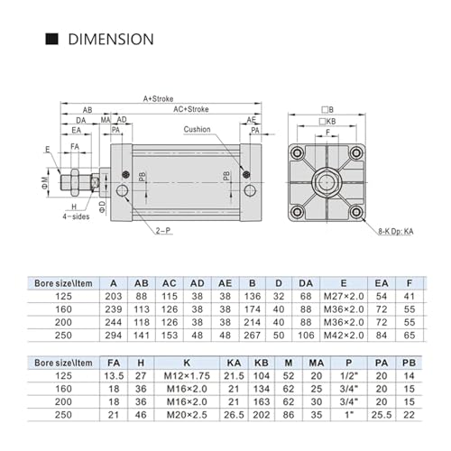 Vérin pneumatique double effet SC80 robuste avec piston à aimant