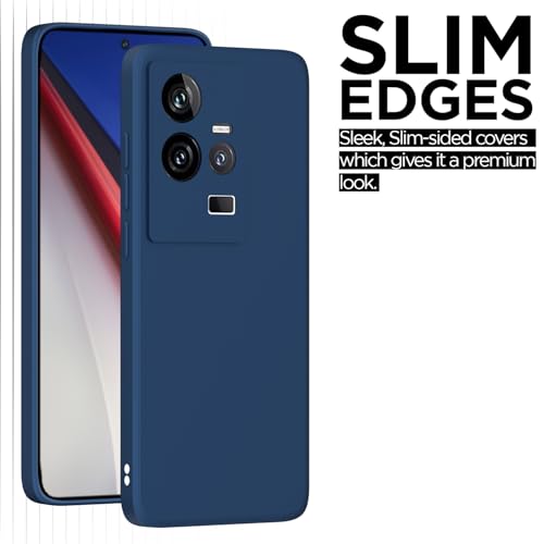 Image of Outlouders Back Cover for iQOO 11 5G | Camera Protection | Durable Soft Matte Silicone Bumper Case (Blue)