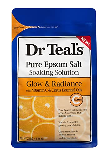 Dr Teal's Salt Bath Variety Gift Set (4 Pack, 3Lbs Ea.) - Glow & Radiance Vitamin C & Citrus, Soothe & Sleep Lavender - Pure Epsom Salt & Essential Oils Nourish Skin & Promote Better Sleep #TOP2