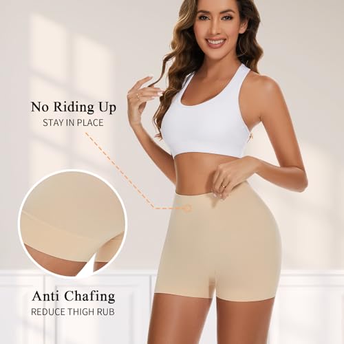 Image of FRESBEIT Slip Shorts for Women Under Dress,Boyshorts Panties Anti Chafing Boyshorts Smooth Shapewear Shorts