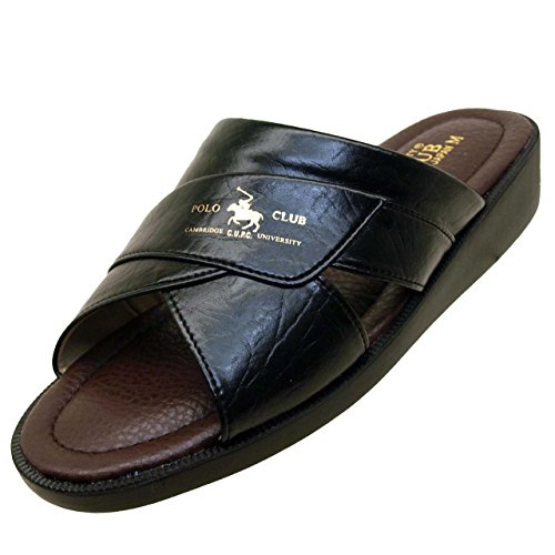 [ポロクラブ] ヘップサンダル 前あき 日本製 メンズ ブラック S(24.0-24.5cm)