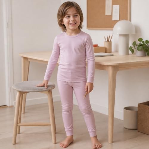 Image of Kids Boys Girls Soft 2-Piece Solid Long Sleeve Shirt and Pants Set