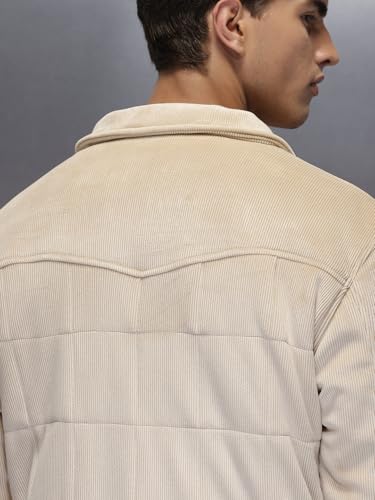 Image of WROGN Men's Corduroy Jacket | Zip & Snap Button | Oversized Fit