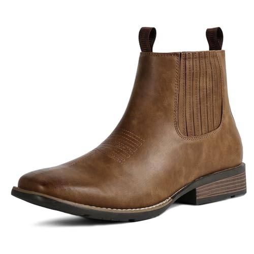 Image of IUV Cowboy Boots For Men Square Toe Ankle Boots