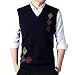Produktbild Pullunder Für Herren,Herren Strickwesten Casual Business Argyle Plaid Jacquard Marineblau Verdicken V-Ausschnitt Herbst Winter Warm Ärmellose Tasche Cardigan Slipover Weste Pullover Tank Tops,3Xl