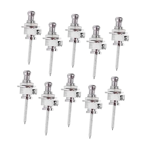 Toyvian Guitar Belt Buckle Guitar Strap Lock Bass Lock 10pcs Set Silver Easy Install for Guitar/electric