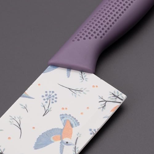 Image of Stainless Steel Knife Set - 3-Piece Chef, Utility & Paring Blades with Anti-Slip Handles & Color Coating | Sharp Kitchen Knives for Slicing, Dicing, Chopping (Purple)