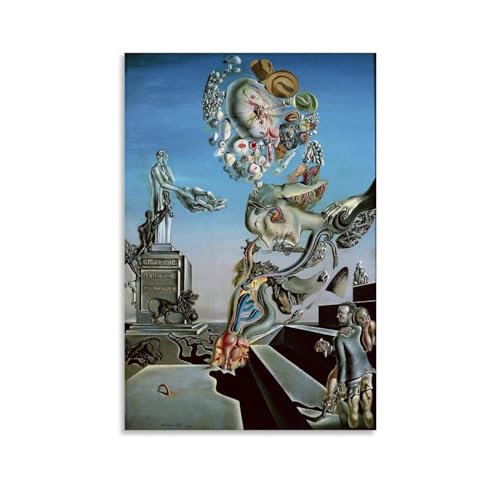 サルバドール ダリ コラージュ ポスター ゴールド フレーム入り ポスター アート Collage of Dali most famous works サルバドール