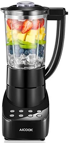 Smoothie Blender, Heavy Duty Glass Jar Blender for Fruit, Vegetable and Ice Crush, 48 Oz Large Capacity with 6 Adjustable Function Juice Blender, 700W Powerful Commercial Blender, Black