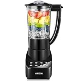 AICOOK Smoothie Blender, Heavy Duty Glass Jar Blender for Fruit, Vegetable and Ice Crush, 48 Oz Large Capacity with 6 Adjustable Function Juice Blender, 700W Powerful Commercial Blender, Black