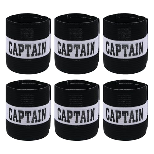 Soccer Captain Armband for Kids, Teens, and Adults, Adjustable Flexible Velcro Band for Basketball Training and Tournaments 6PCS