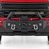 Rough Country EXO Winch Mount System for Chevy Silverado 1500 (2022-2026) - Includes 20-in LED Light Bar, Dual 2-in LED Cubes, D-Rings